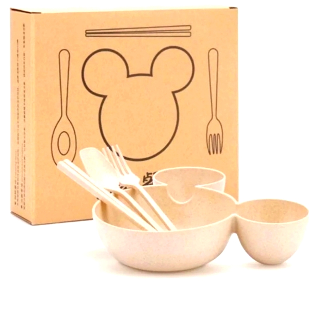 Mickey Mouse Toddler Plastic Wheat Straw Dinnerware 4 piece
